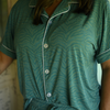 Womens Teal Zebra Short Sleeve Button Down Pants Set