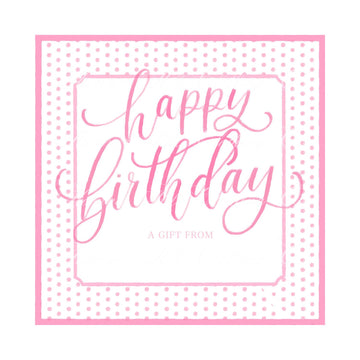 Pink Happy Birthday Gift Tag
