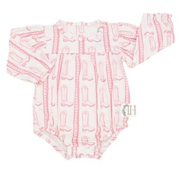 Girls LS Pink Heart Boots Bamboo Bubble