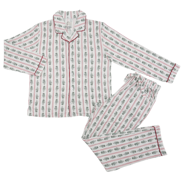 Womens Pine Needles Long Sleeve Button Down Bamboo Loungewear Set