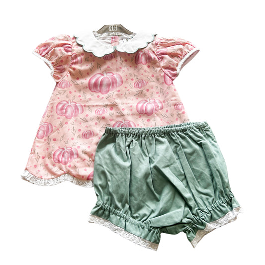 Girls Floral Pumpkin Top and Bloomers Set