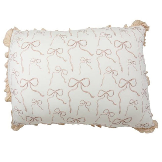 Beige Bow Ruffle Standard Pillow & Pillowcase