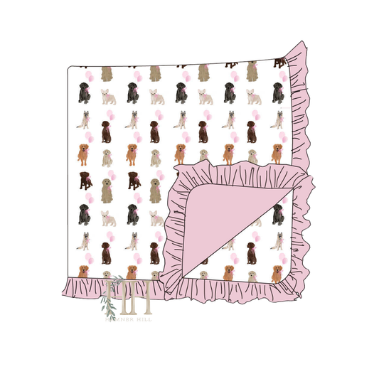 Pink Puppy Party Blanket