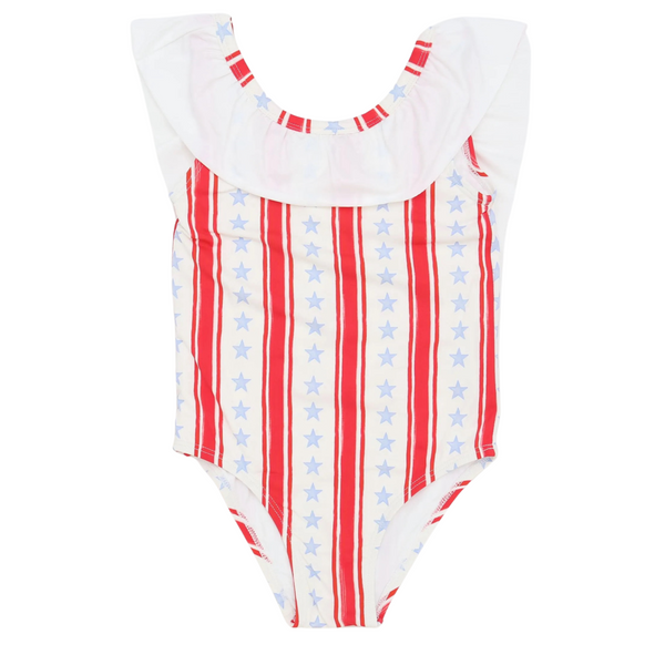 Girls Stars and Stripes Flutter Sleeve One Piece