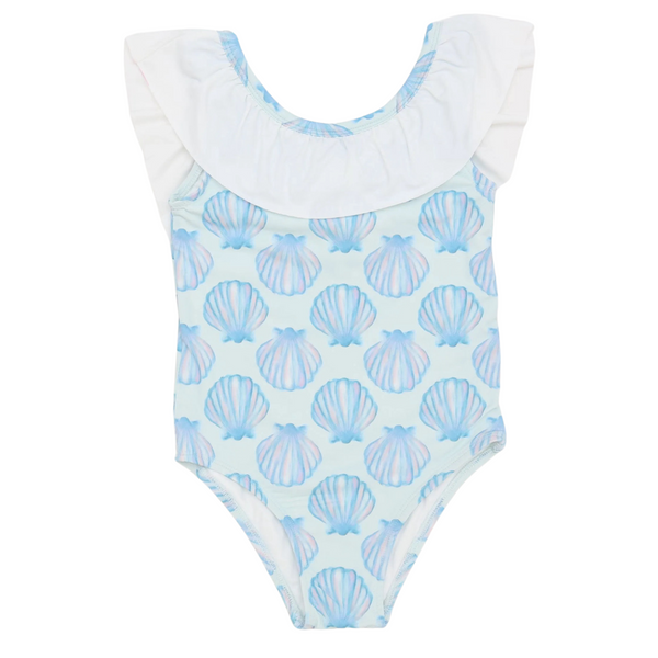 Girls Seashell Flutter Sleeve One Piece