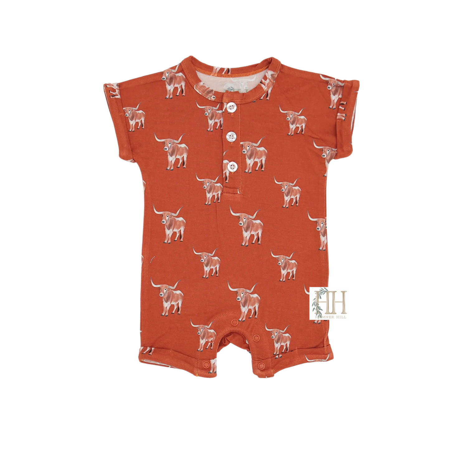 Longhorn Button Romper