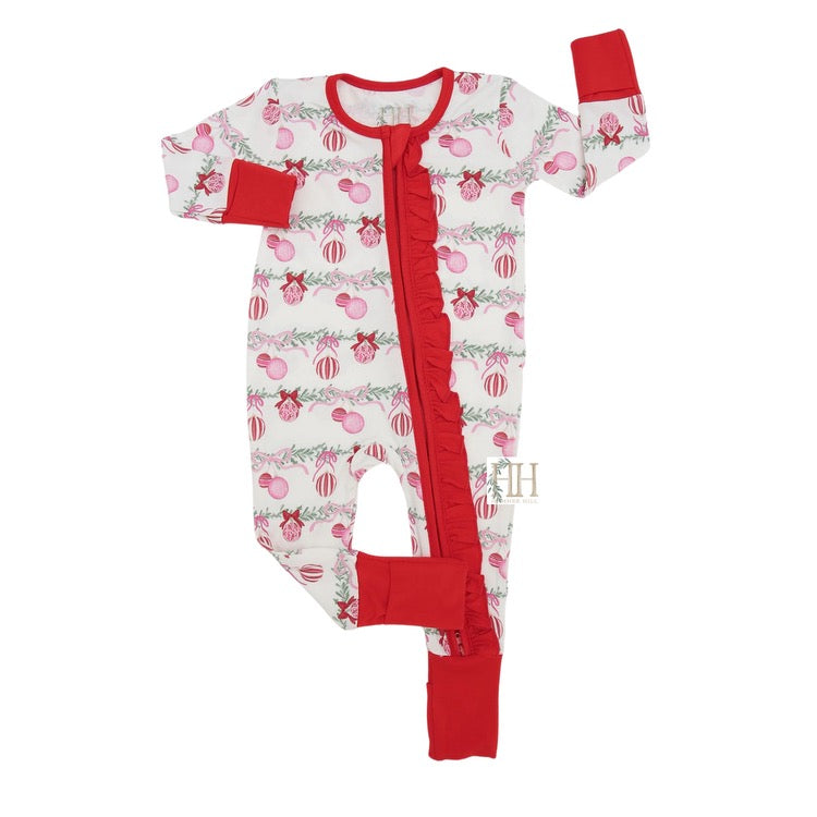 Girls Ornaments Double Zipper Romper