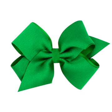 Medium Satin with Grosgrain Underlay Hair Bow - Green