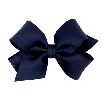 King Satin with Grosgrain Underlay Hair Bow - Pea Coat
