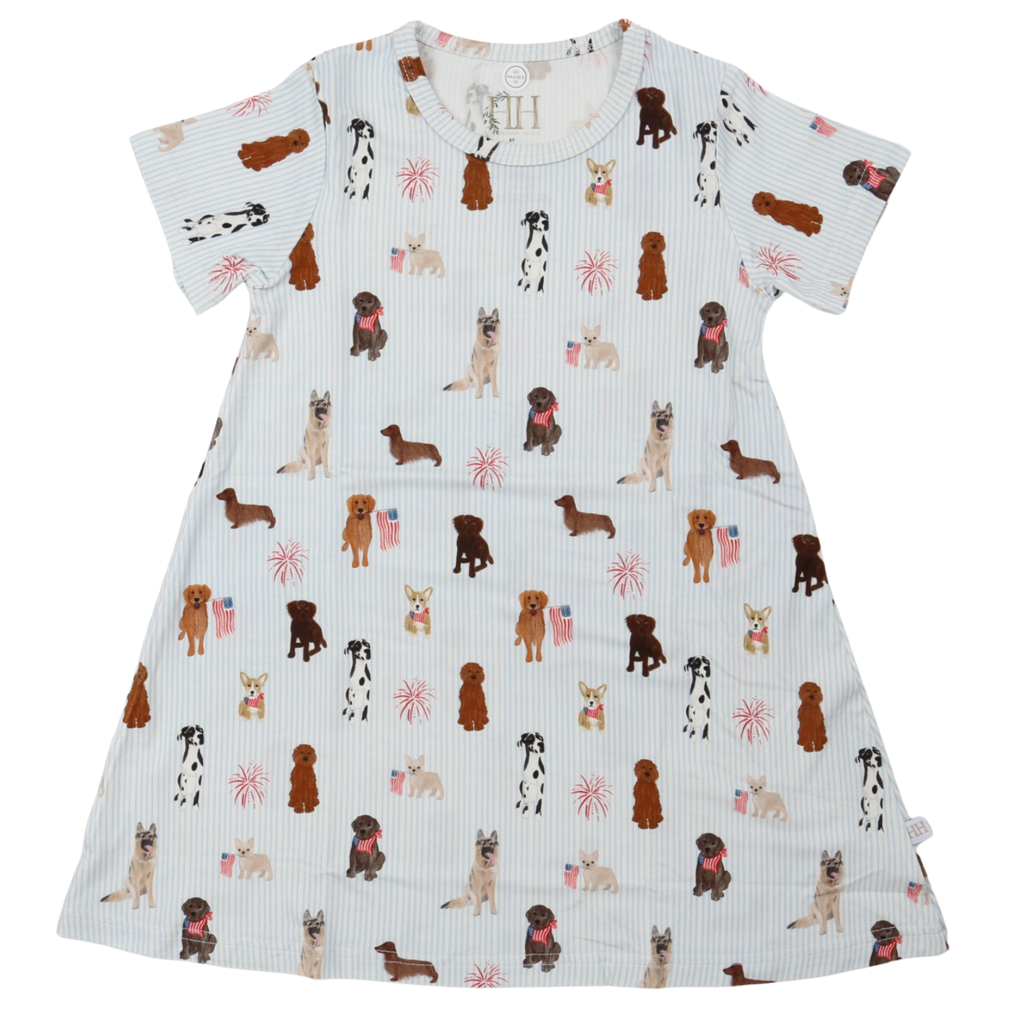 Girls Patriotic Pups Bamboo Dress