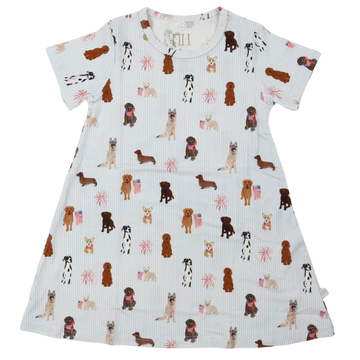 Girls Patriotic Pups Bamboo Dress