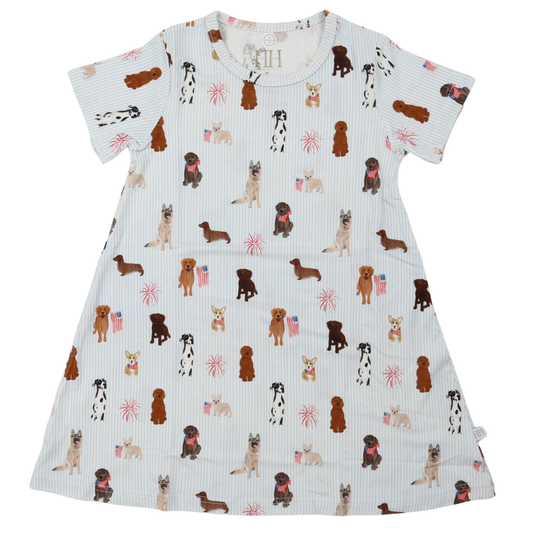 Girls Patriotic Pups Bamboo Dress