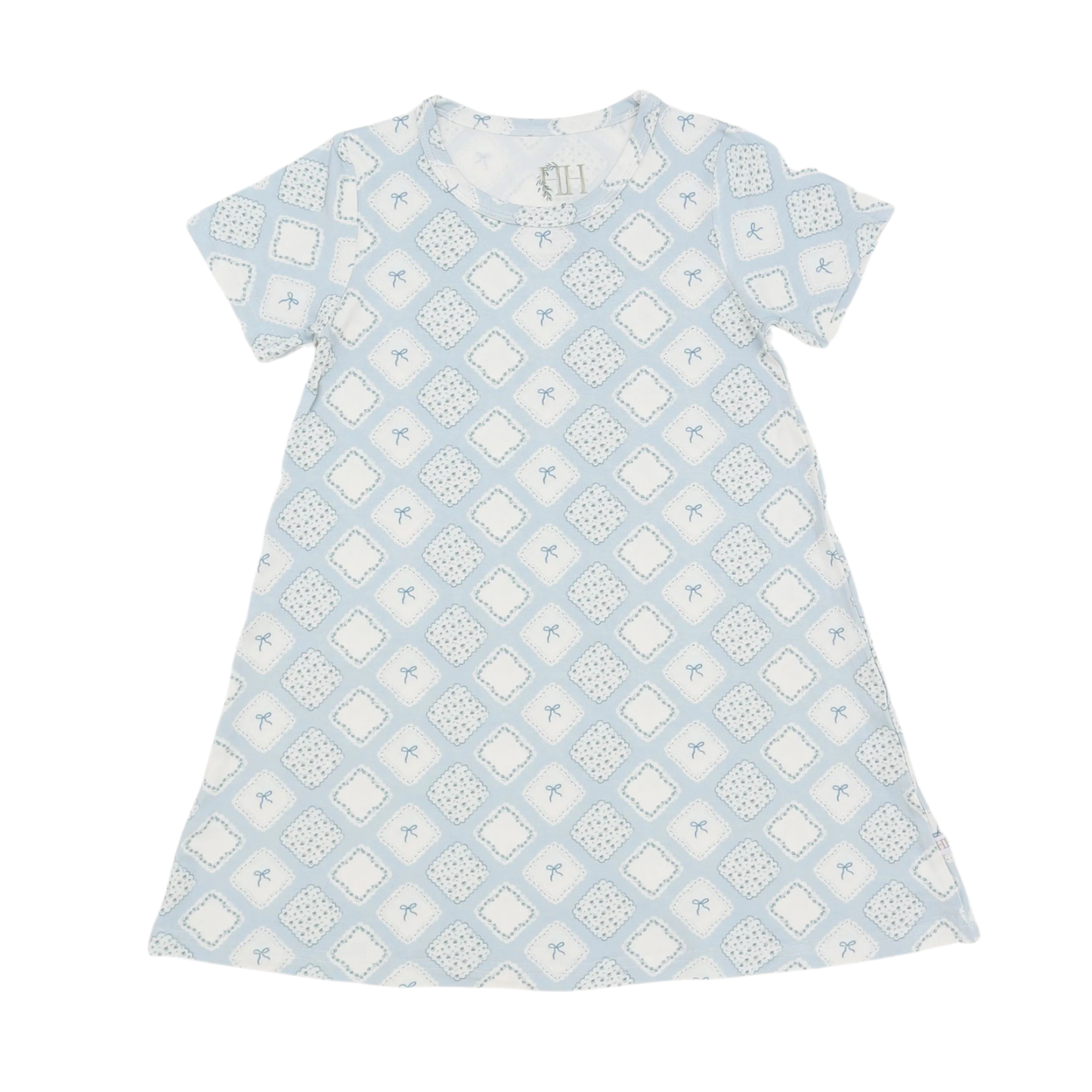 Girls Quilted Bow Patch Bamboo Dress