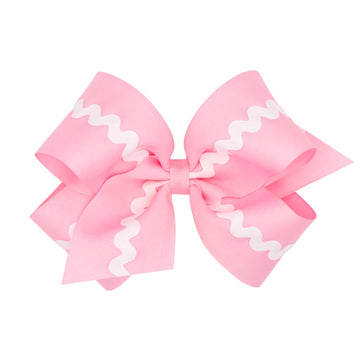 King Grosgrain with Ric-Rac Trim Hair Bow