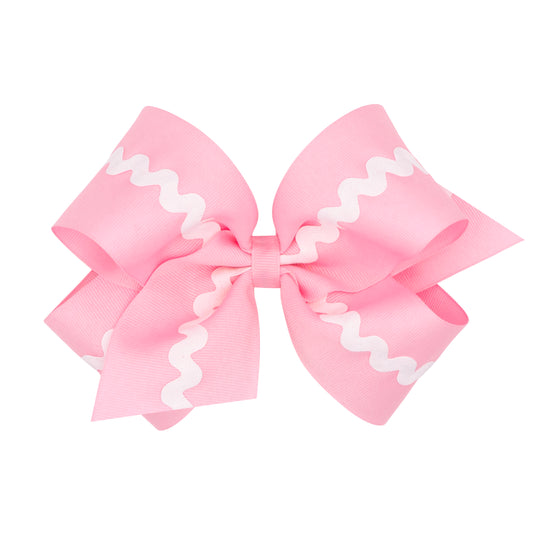 King Grosgrain with Ric-Rac Trim Hair Bow