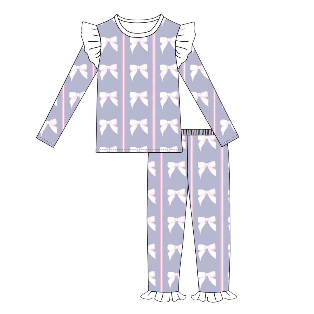 Girls Purple Bow Loungewear Set