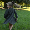 Girls Cabin Cozy Long Sleeve Navy Ruffle Collar Dress
