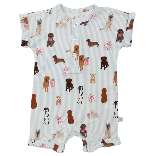 Boys Patriotic Pups Button Romper