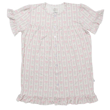 Womens Floral Heart Ruffle Sleeve Bamboo Nightgown