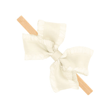 Medium Ruffle Edge Satin Grosgrain Underlay Bow on Baby Band