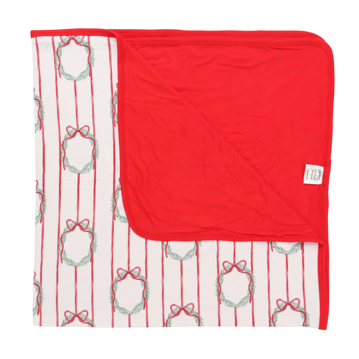 Poinsettia Wreath Stroller Blanket