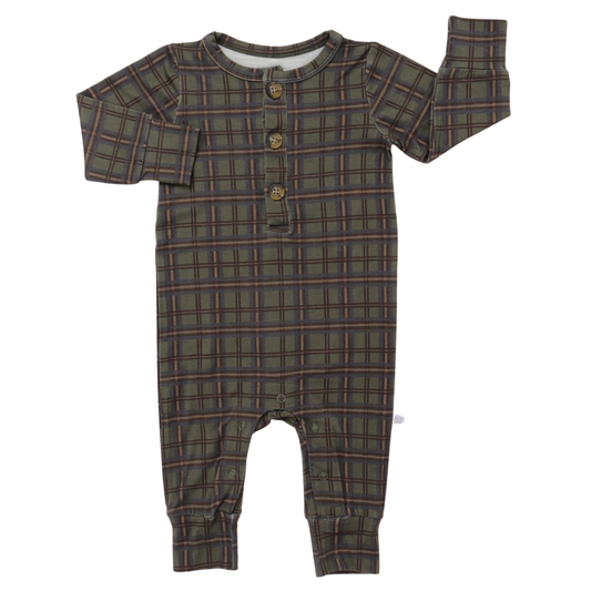 Boys Cabin Cozy Long Sleeve Button Romper