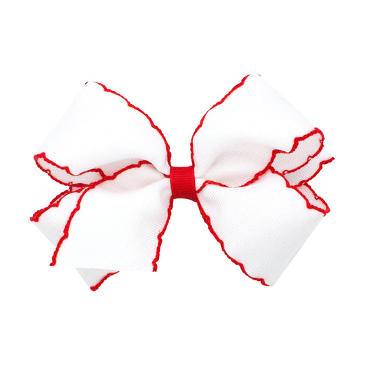 Medium Moonstitch Grosgrain Hair Bow with Contrasting Wrap - Red