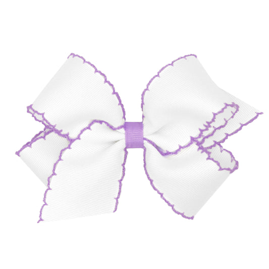 Medium Moonstitch Grosgrain Hair Bow with Contrasting Wrap - Light Orchid