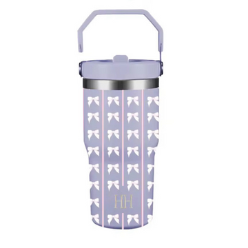 Striped Purple Bow Straw Cup