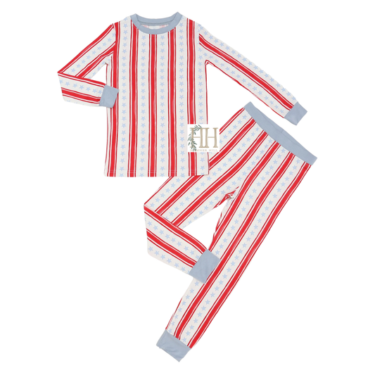 Boys Stars and Stripes Double Zipper Romper