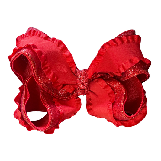 Holiday Cheer Red Ruffle Bow