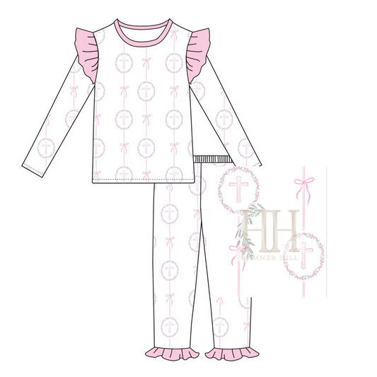 (PRE PURCHASE) Girls Pink Cross Loungewear Set