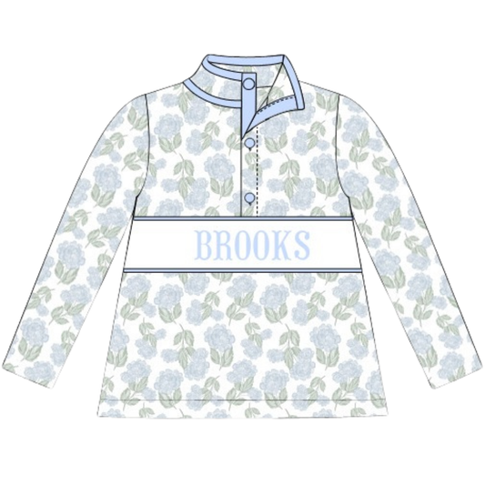 (PRE PURCHASE: ARRIVING LATE OCTOBER) Girls Smocked Plate Garden Party Pullover