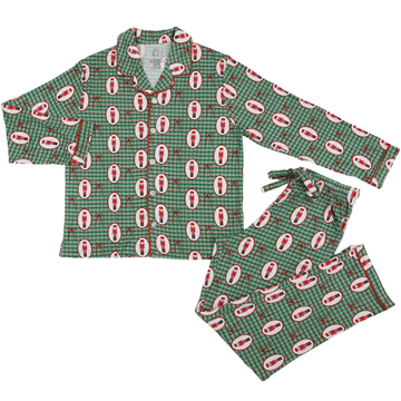 Womens Nutcracker Long Sleeve Button Down Bamboo Loungewear Set