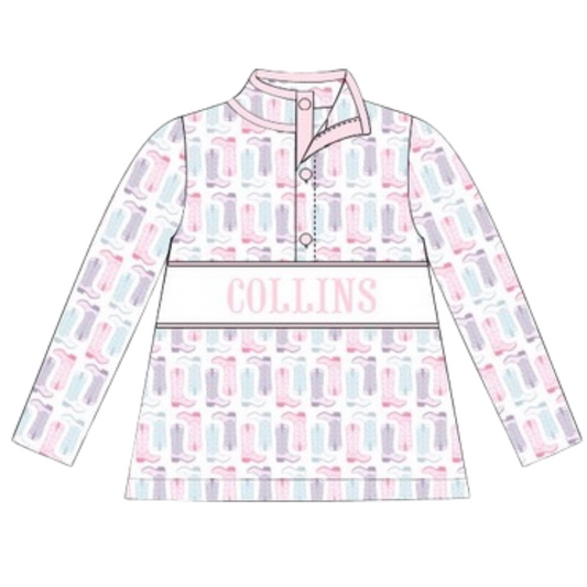 (PRE PURCHASE: ARRIVING MID NOVEMBER) Girls Smocked Plate Petals & Spurs Pullover