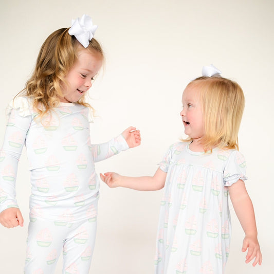 Girls Sailboat Ruffle Loungewear Set