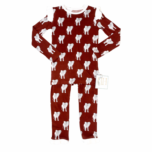 Girls Ruffle Elephant Loungewear Set