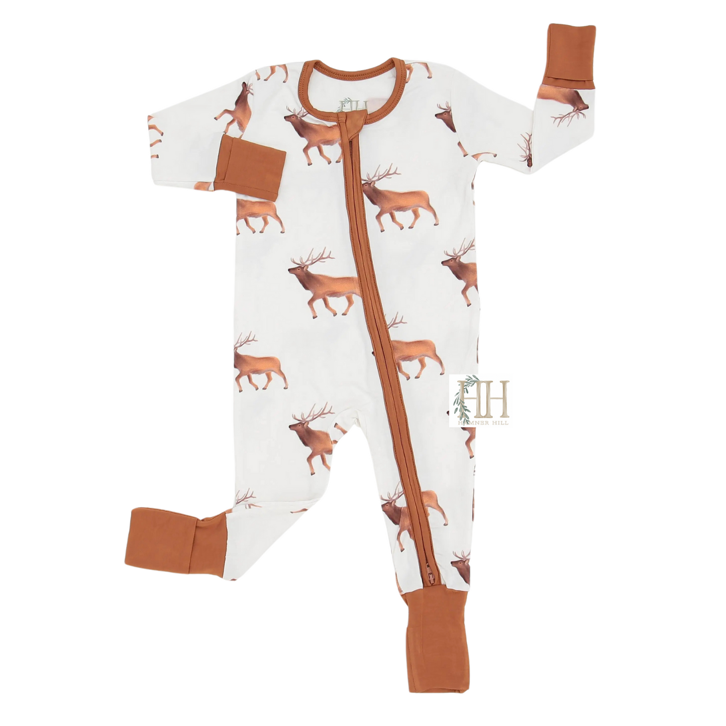 Elk Double Zipper Romper