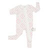 Girls Diamond Floral Ruffle Double Zipper Romper
