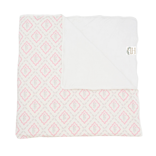 Girls Petite Bloom Large Blanket with Ruffle