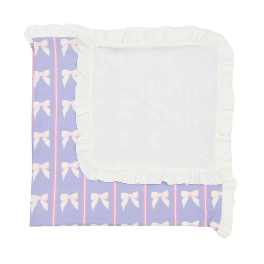 Purple Bow Stroller Blanket