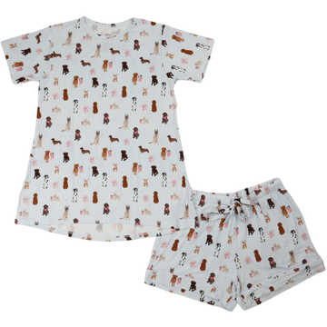 Womens Patriotic Pup Lounge Short Set