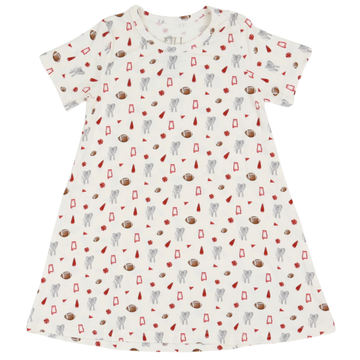 Girls Elephant Pom Bamboo Dress