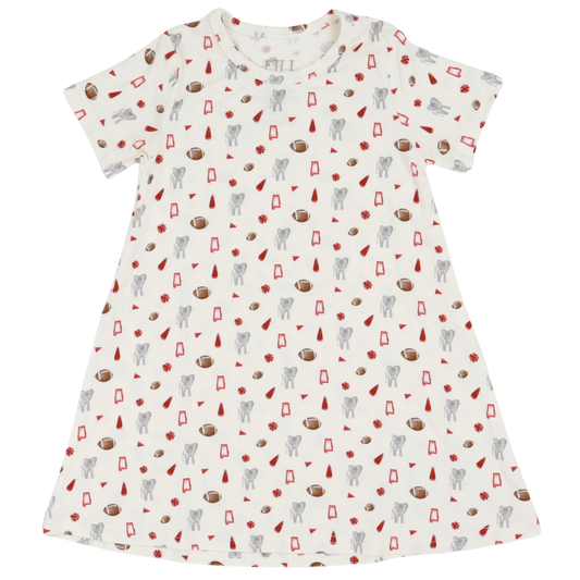 Girls Elephant Pom Bamboo Dress