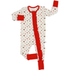 Girls Ruffle Red Bulldog Pom Zipper Romper