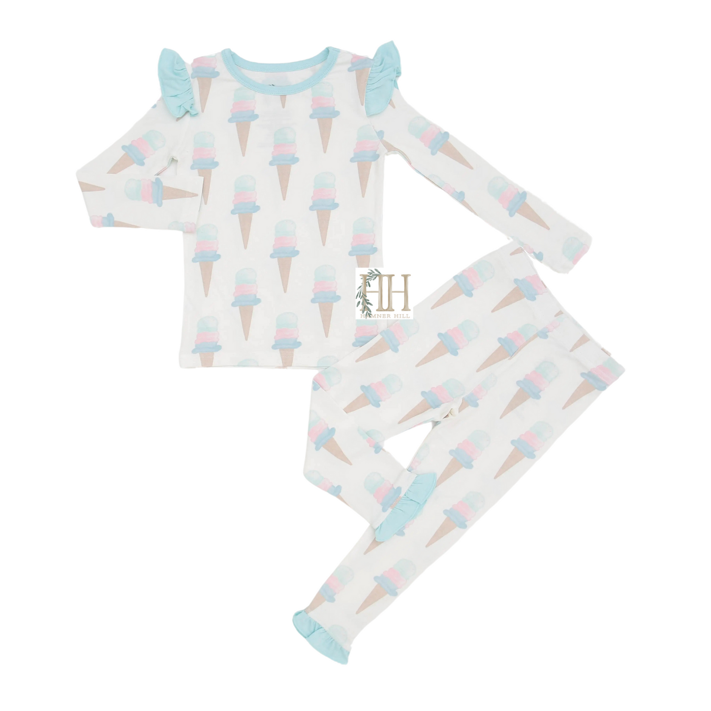 Girls Ice Cream Ruffle Loungewear Set