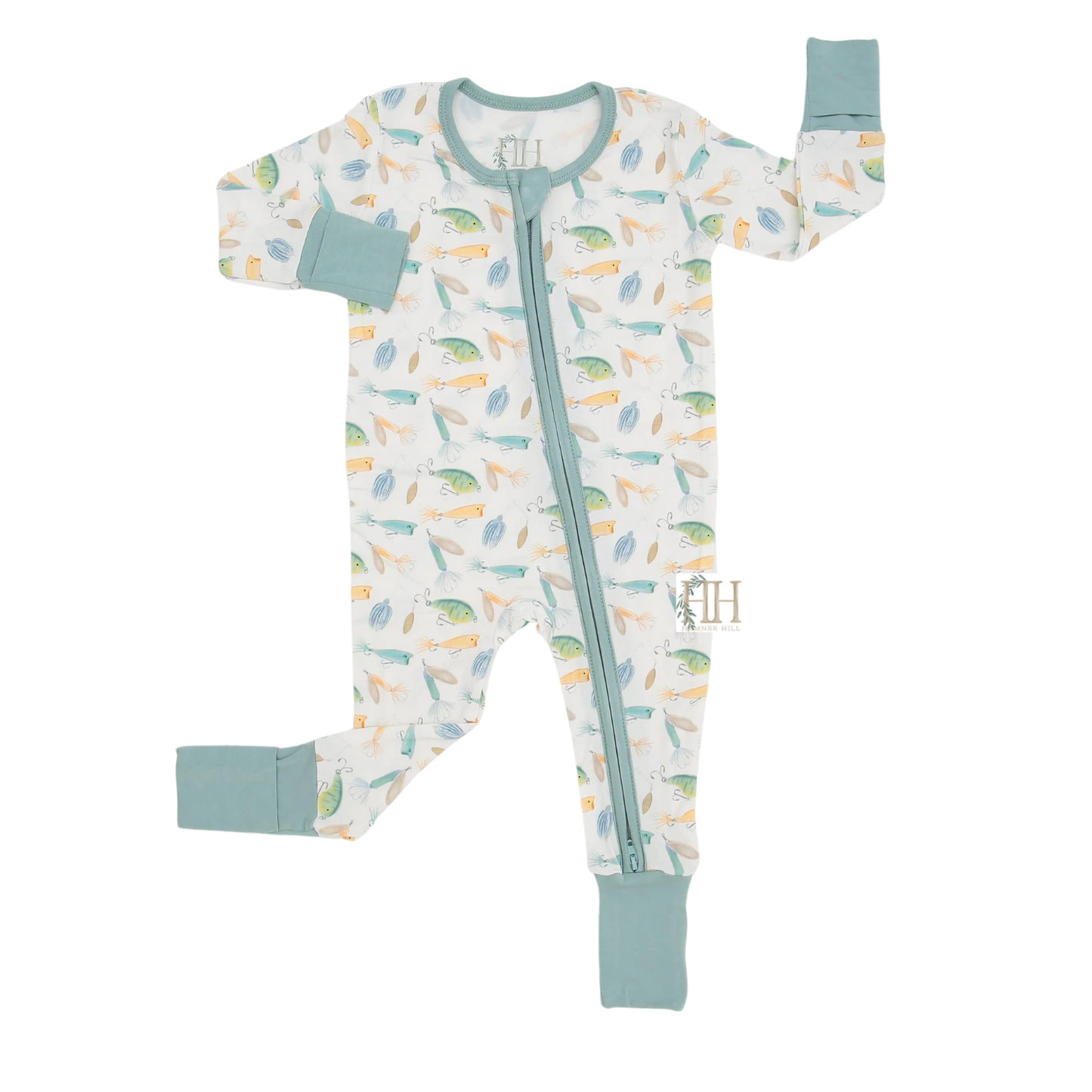 Boys Gone Fishing Double Zipper Romper