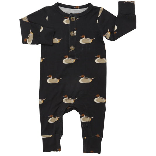 Boys Pintail Duck Long Sleeve Button Romper