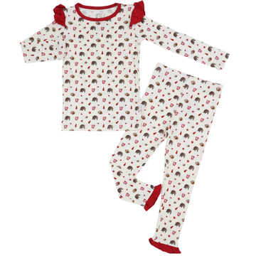 Girls Ruffle Hog Pom Loungewear Set