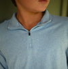 Boys Quarter Zip Light Blue Pullover